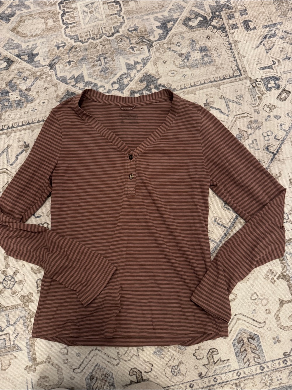 Patagonia Women's Brown Striped Long-Sleeve Henley